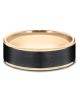 Gentlemen's Textured Thin Edge Comfort Fit Band in Rose Gold and Grey Tantalum